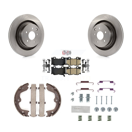 Rear Disc Rotors Ceramic Pads Parking Shoes Hardware Kit For INFINITI G37 Nissan 370Z Q60 K8A-108685