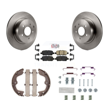 Rear Disc Rotors Ceramic Pads Parking Shoes & Hardware Kit For INFINITI Nissan Maxima G37 K8A-108686