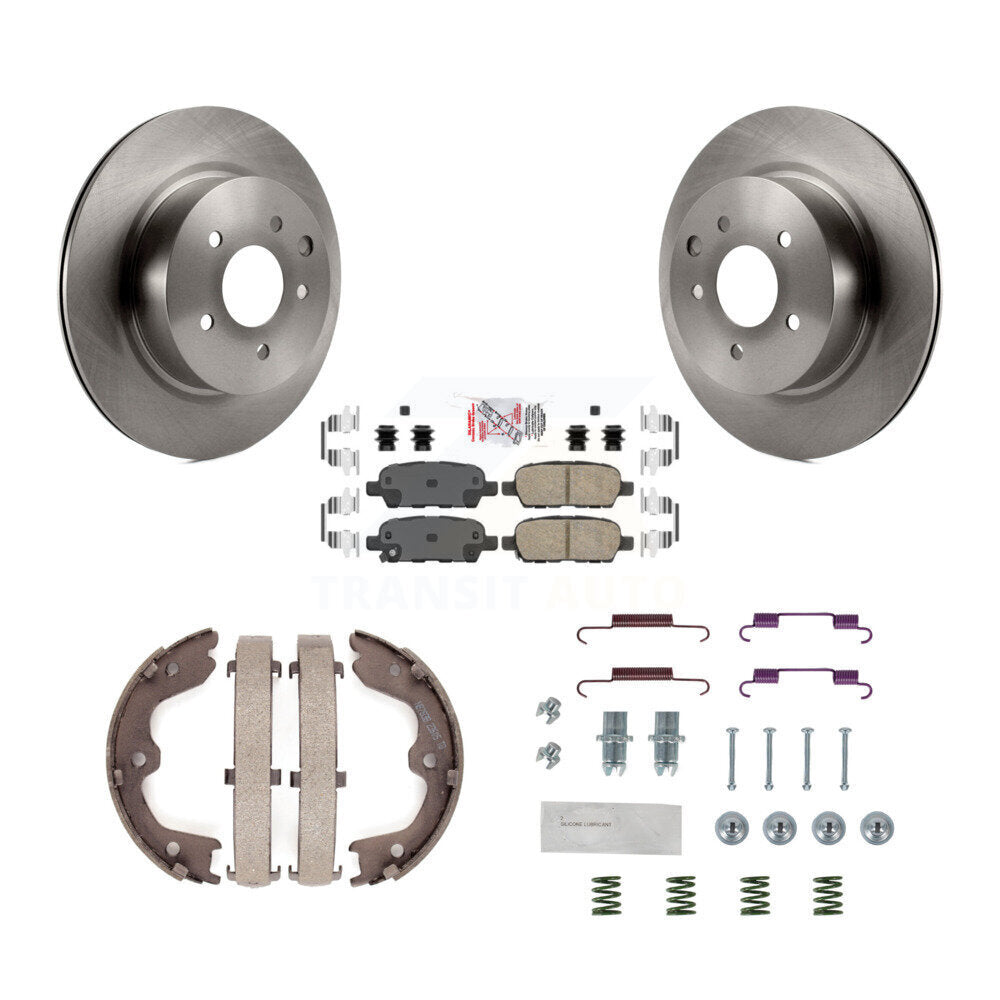 Rear Disc Rotors Ceramic Pads Parking Brake Shoes Hardware Kit For INFINITI EX35 M35 M45 K8A-108698