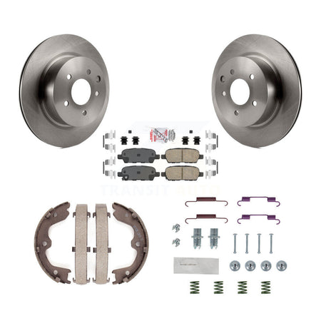 Rear Disc Rotors Ceramic Pads Parking Brake Shoes Hardware Kit For INFINITI EX35 M35 M45 K8A-108698