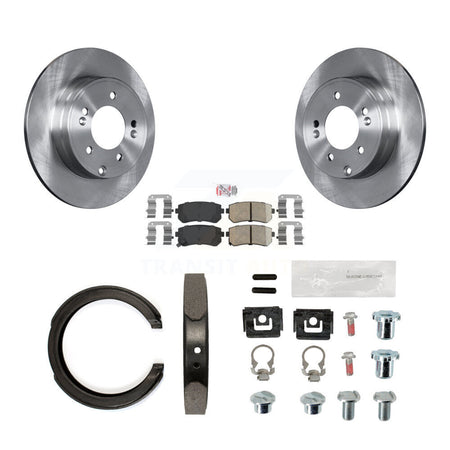 Rear Disc Rotors Ceramic Pads Parking Shoes & Hardware Kit For Hyundai Tucson Sonata Kia K8A-108701