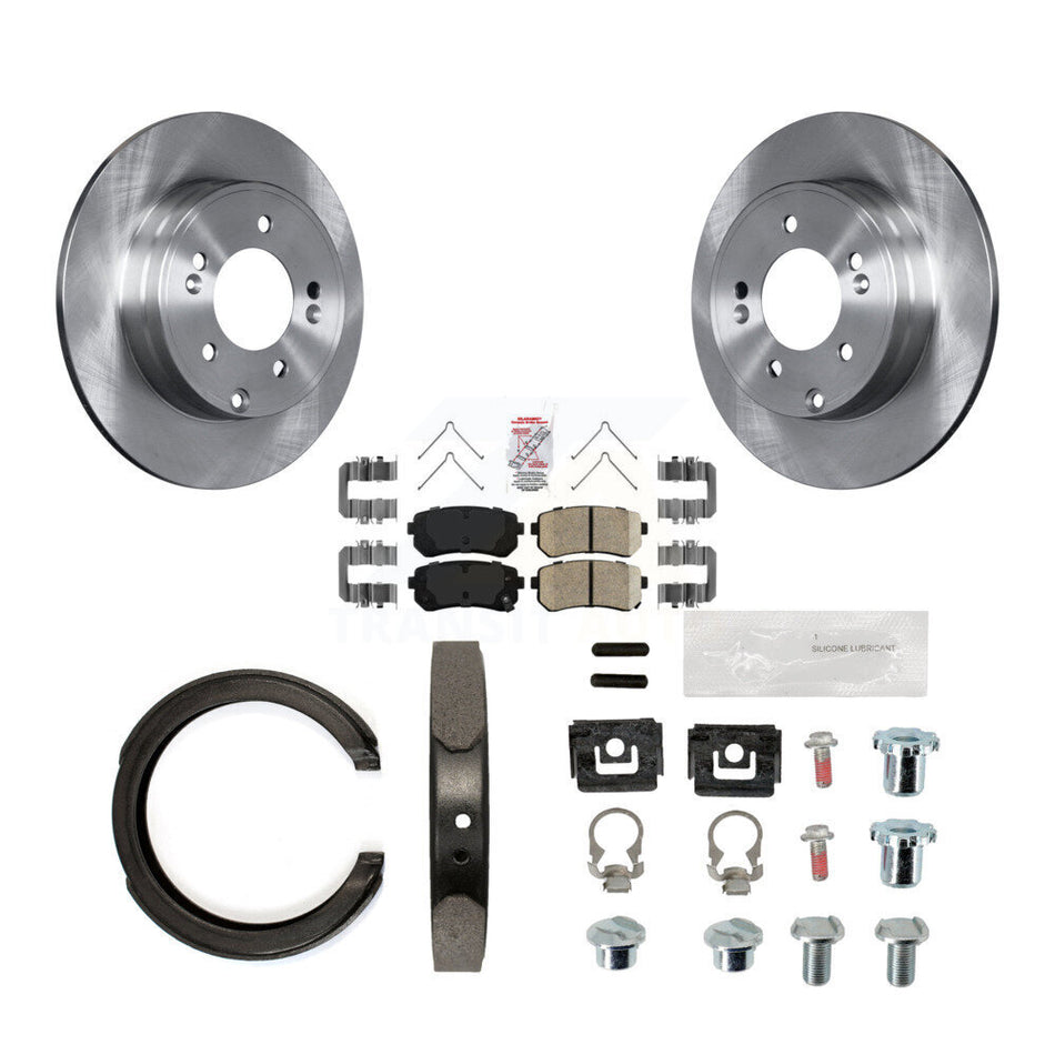 Rear Disc Rotors Ceramic Pads Parking Brake Shoes And Hardware Kit For Kia Optima K8A-108702