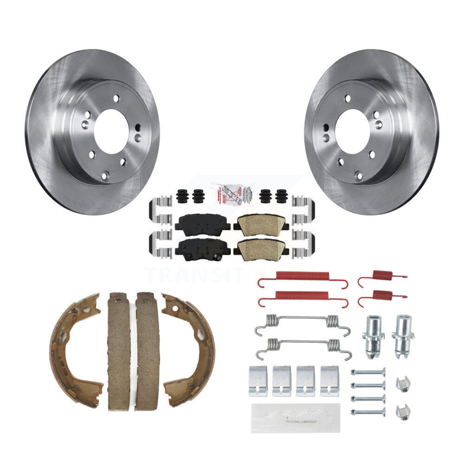 Rear Disc Rotors Ceramic Pads Parking Brake Shoes And Hardware Kit For Kia Optima K8A-108704