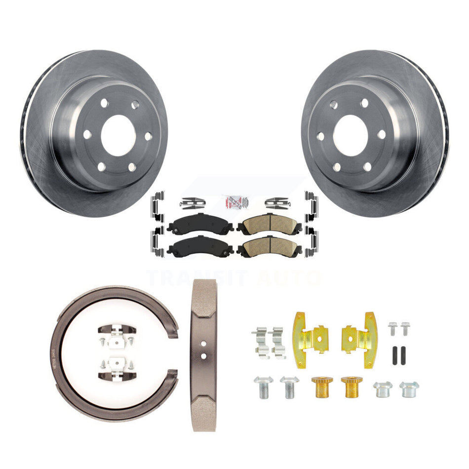 Rear Disc Rotors Ceramic Pads Parking Shoes Hardware Kit For Chevrolet GMC Sierra 1500 XL K8A-108705