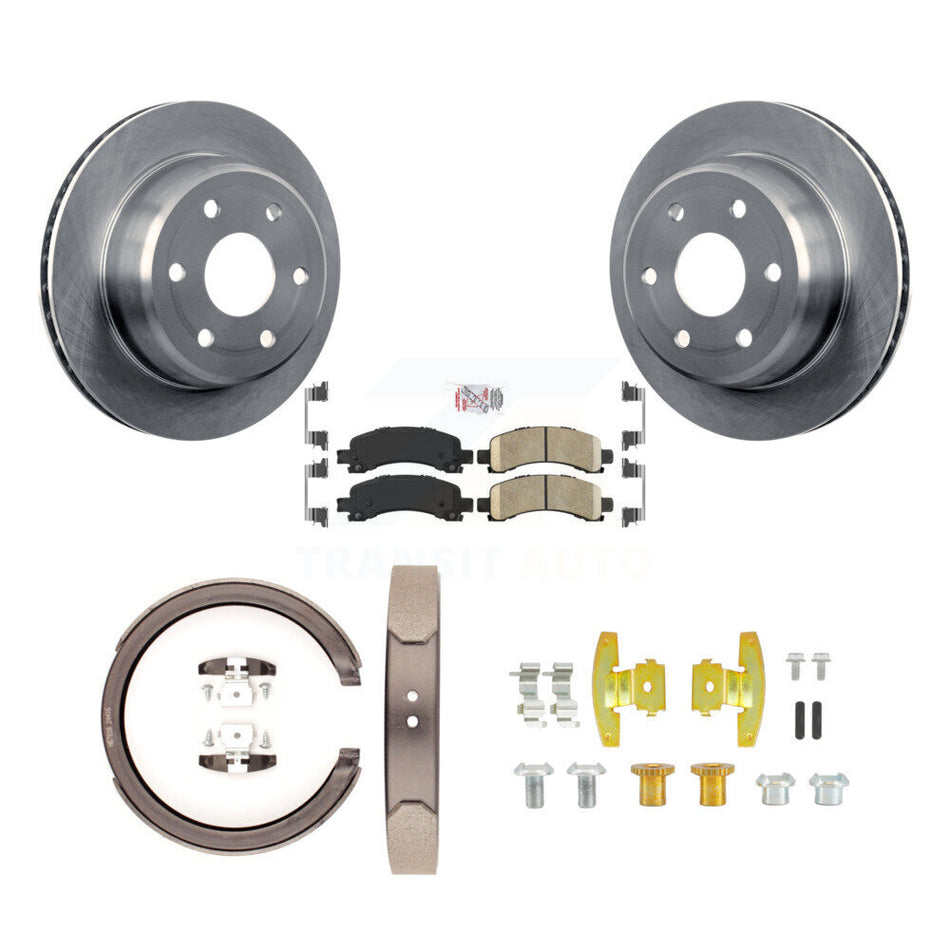 Rear Disc Rotors Ceramic Pads Parking Shoes & Hardware Kit For Chevrolet GMC Express 1500 K8A-108706