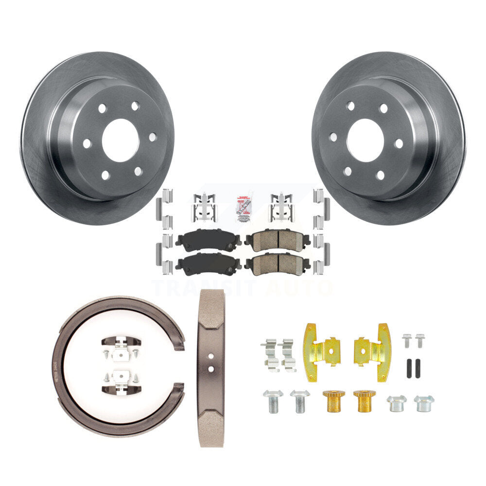 Rear Disc Rotors Ceramic Pads Parking Shoes Hardware Kit For Chevrolet Silverado 1500 GMC K8A-108708