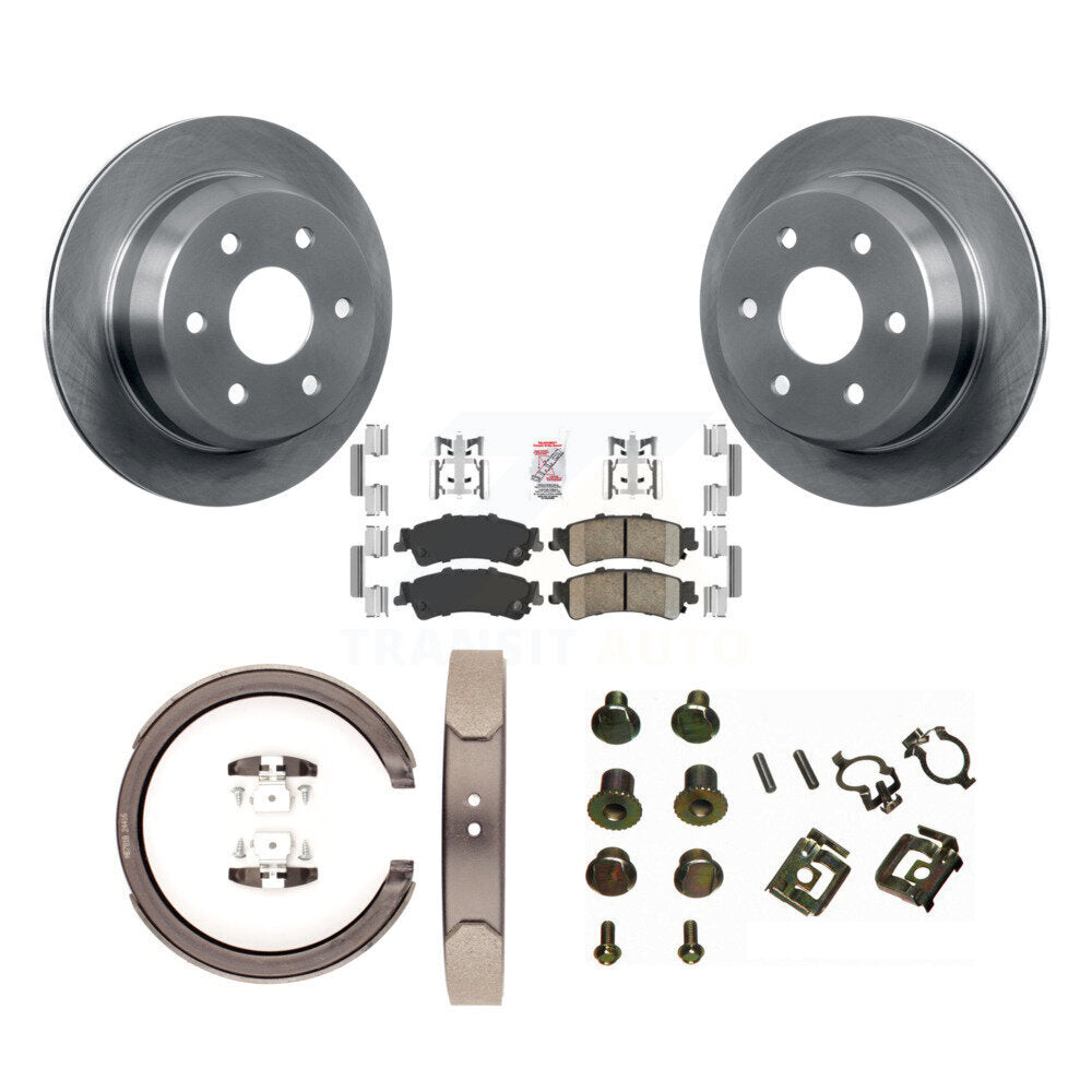 Rear Disc Rotors Ceramic Pads Parking Shoes Hardware Kit For Chevrolet GMC Silverado 1500 K8A-108712