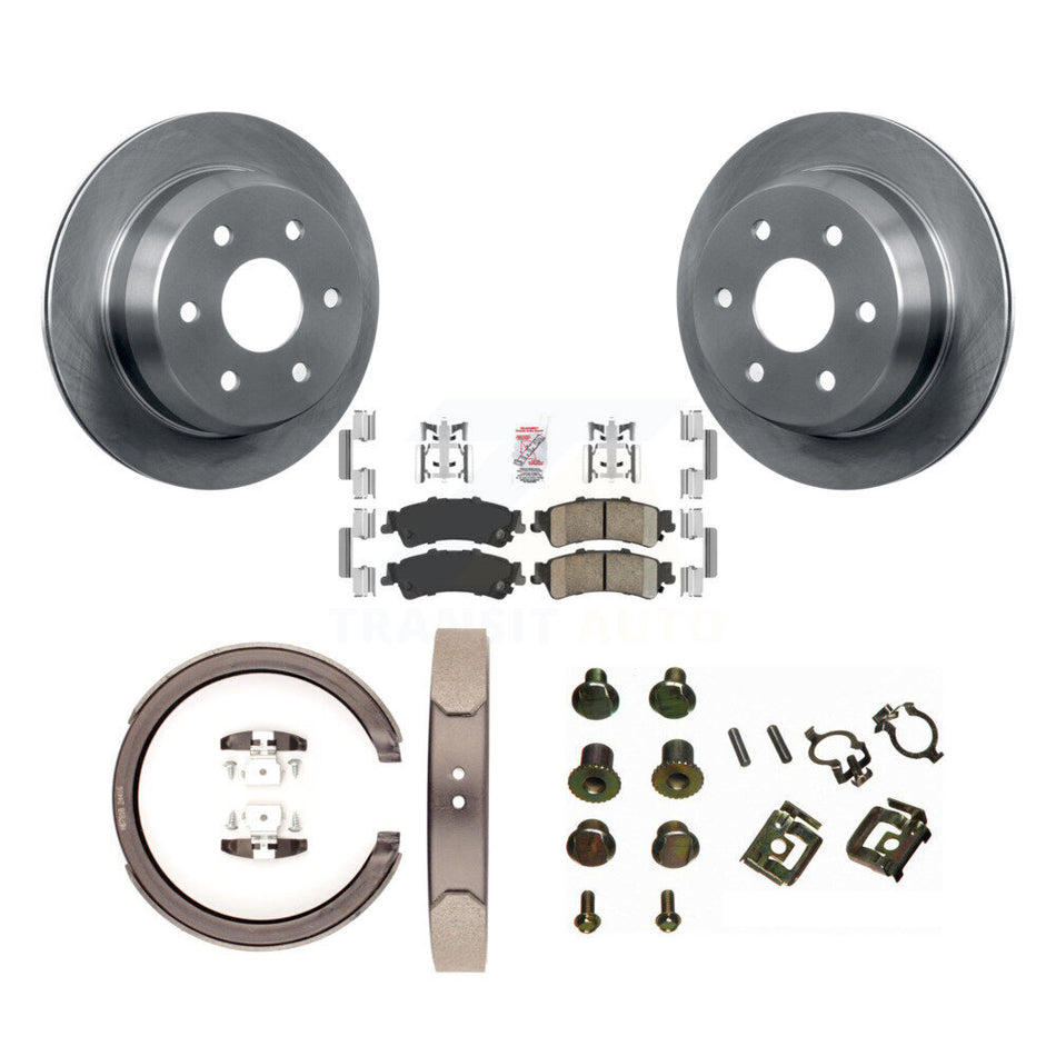 Rear Disc Rotors Ceramic Pads Parking Shoes Hardware Kit For Chevrolet GMC Silverado 1500 K8A-108712