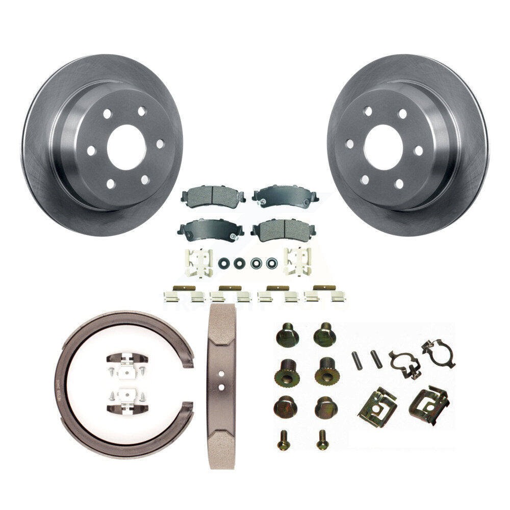 Rear Disc Rotors Semi-Metallic Pads Parking Shoes And Hardware Kit For Chevrolet GMC 1500 K8A-108713