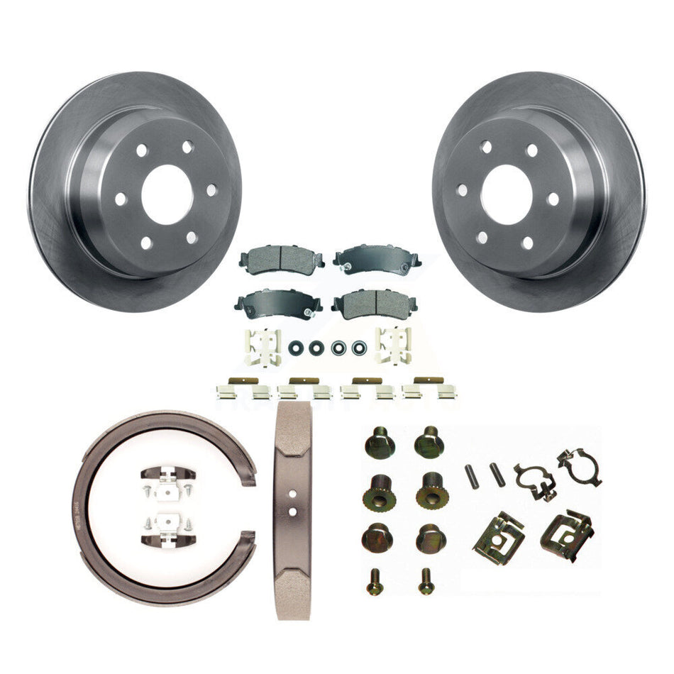 Rear Disc Rotors Semi-Metallic Pads Parking Shoes And Hardware Kit For Chevrolet GMC 1500 K8A-108713