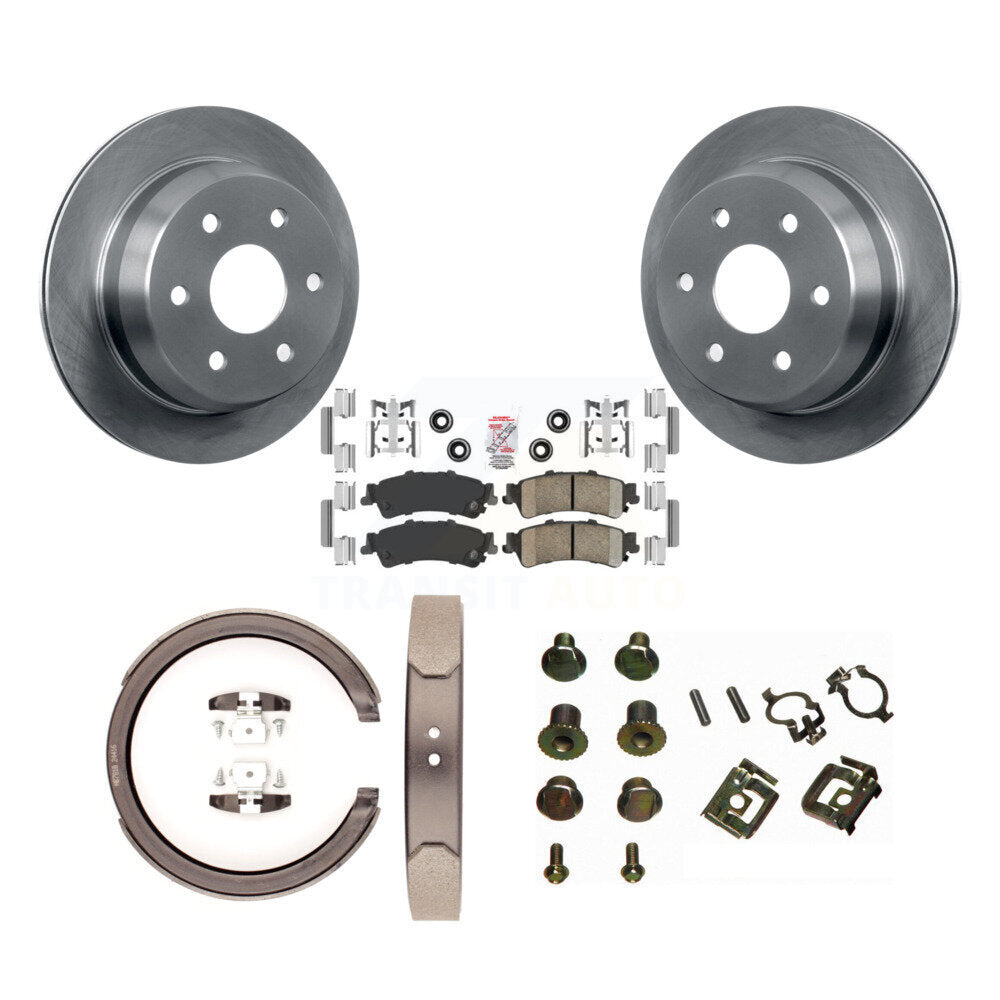 Rear Disc Rotors Ceramic Pads Parking Shoes Hardware Kit For Chevrolet GMC Silverado 1500 K8A-108714