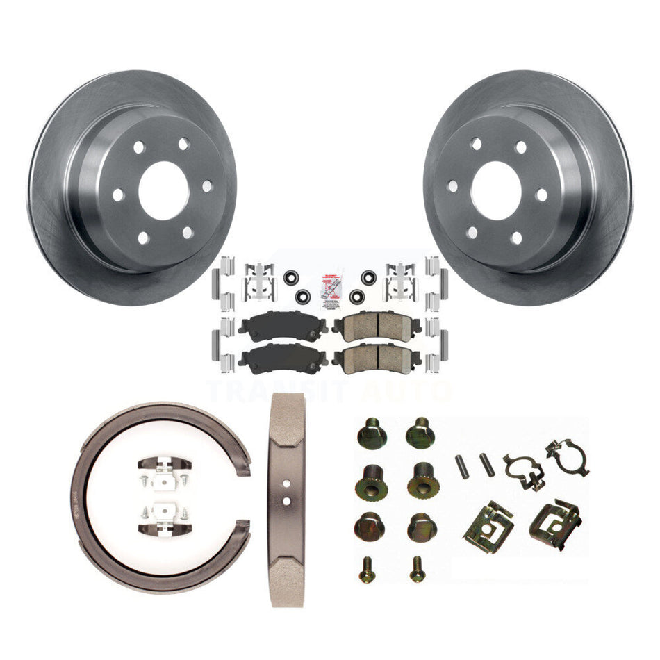 Rear Disc Rotors Ceramic Pads Parking Shoes Hardware Kit For Chevrolet GMC Silverado 1500 K8A-108714