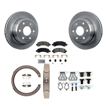 Rear Disc Rotors Semi-Metallic Pads Parking Shoes Hardware Kit For GMC Yukon XL 1500 RWD K8A-108717