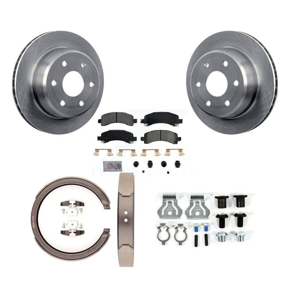 Rear Disc Rotors Semi-Metallic Pads Parking Shoes Hardware Kit For GMC Yukon XL 1500 RWD K8A-108717