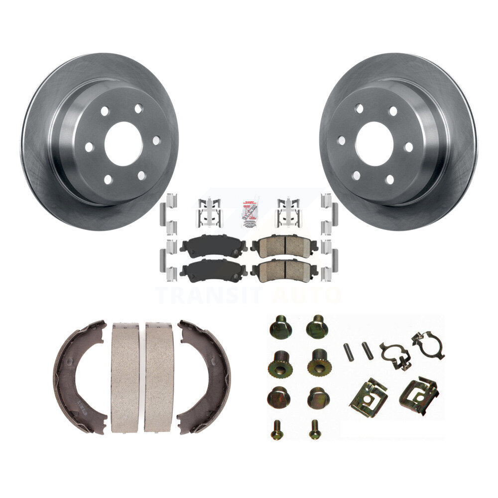 Rear Disc Rotors Ceramic Pads Parking Shoes Hardware Kit For Chevrolet Silverado 1500 GMC K8A-108719