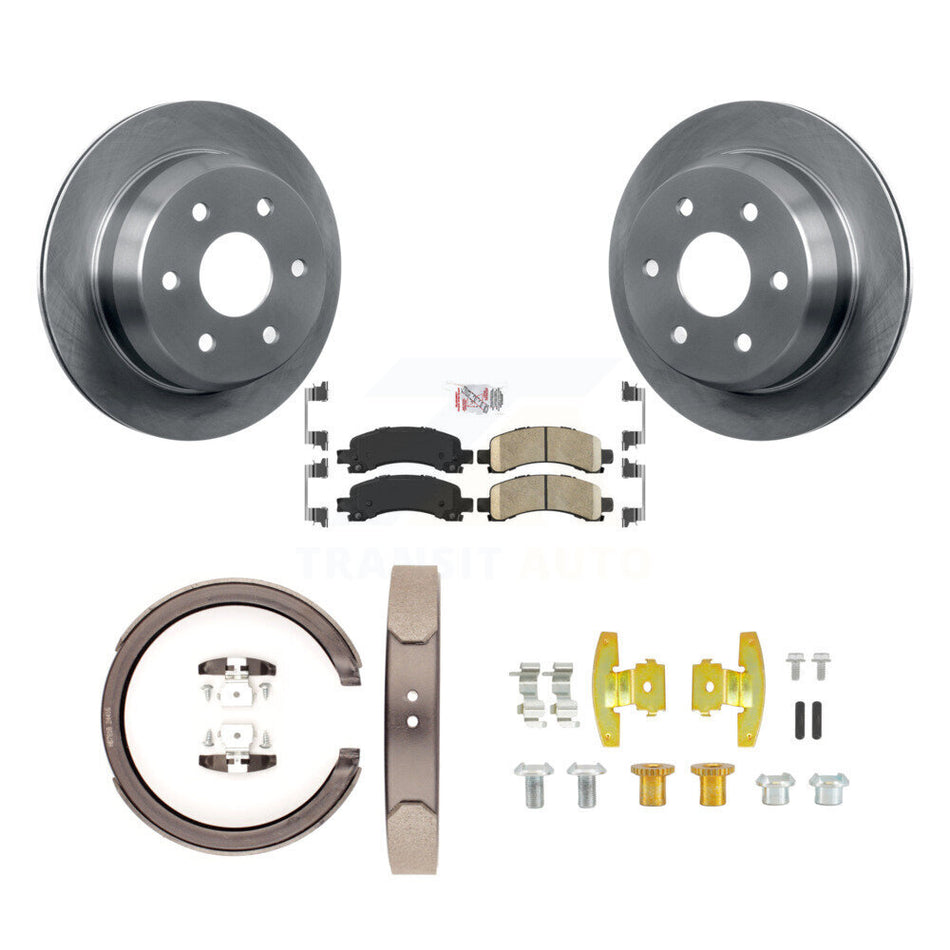 Rear Disc Rotors Ceramic Pads Parking Shoes And Hardware Kit For Chevrolet Avalanche 1500 K8A-108722