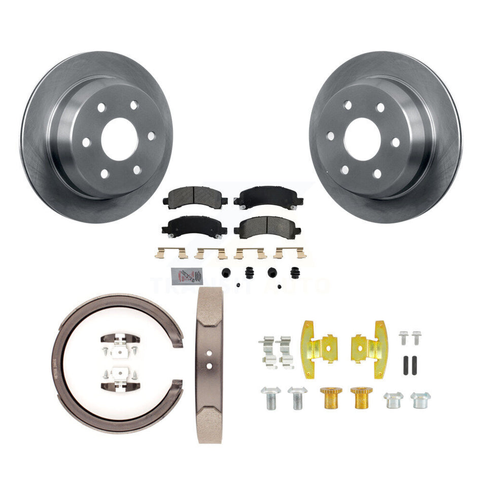 Rear Disc Rotors Semi-Metallic Pads Parking Shoes & Hardware Kit For Chevrolet Avalanche K8A-108723