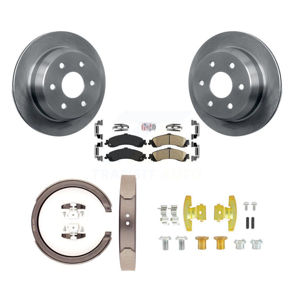 Rear Disc Rotors Ceramic Pads Parking Shoes Hardware Kit For Chevrolet Suburban 1500 4WD K8A-108724