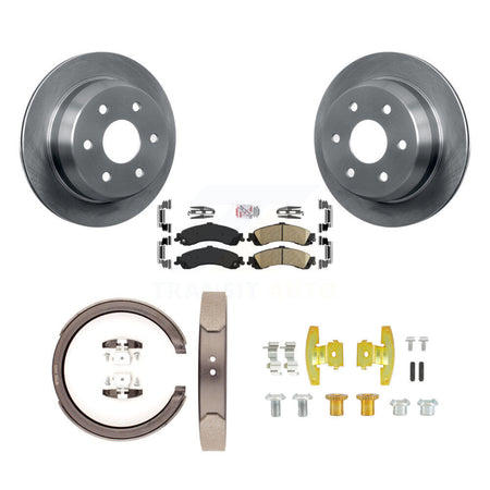 Rear Disc Rotors Ceramic Pads Parking Shoes Hardware Kit For Chevrolet Suburban 1500 4WD K8A-108724