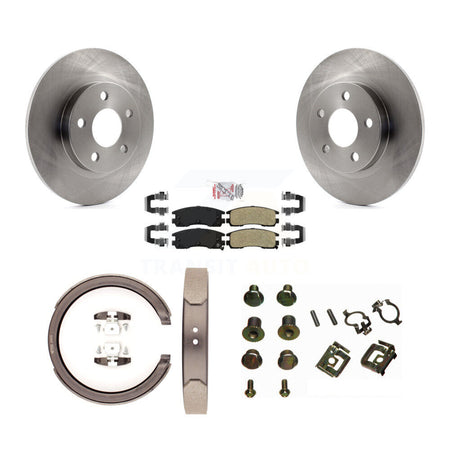 Rear Disc Rotors Semi-Metallic Pads Parking Brake Shoes Hardware Kit For Cadillac DeVille K8A-108731