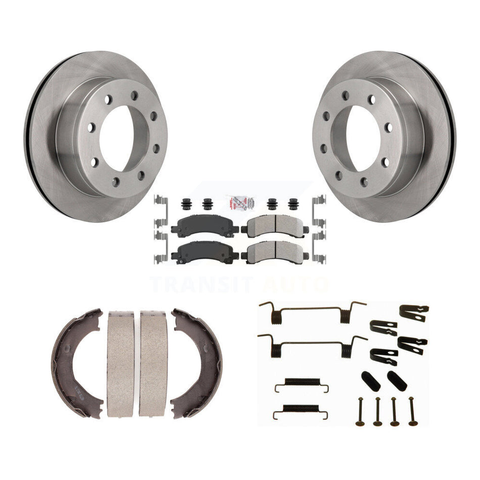 Rear Disc Rotors Semi-Metallic Pads Parking Shoes Hardware Kit For Chevrolet GMC Express K8A-108734
