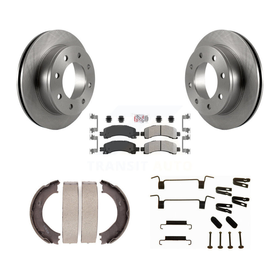 Rear Disc Rotors Semi-Metallic Pads Parking Shoes Hardware Kit For Chevrolet Express 3500 K8A-108736