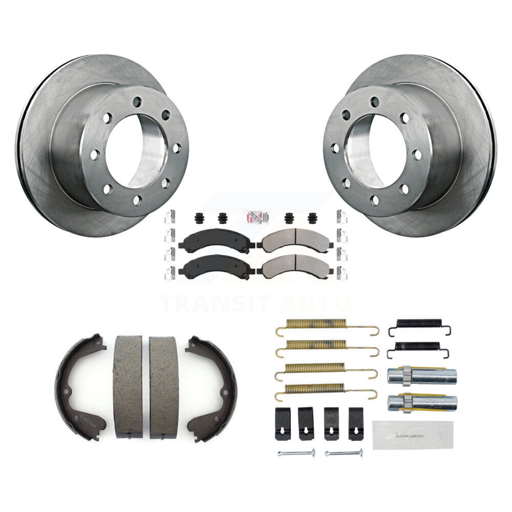 Rear Disc Rotors Semi-Metallic Pads Parking Shoes Hardware Kit For Chevrolet Express 3500 K8A-108737
