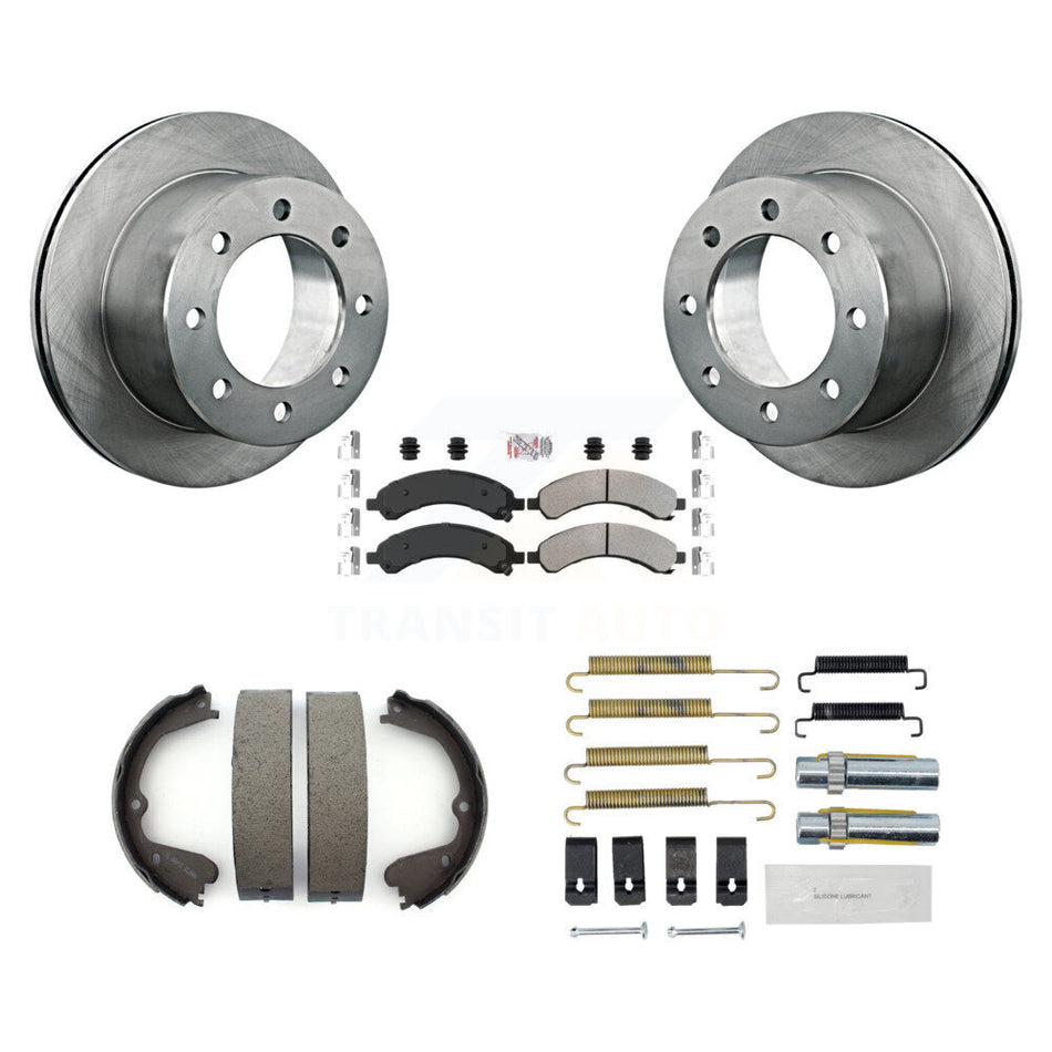 Rear Disc Rotors Semi-Metallic Pads Parking Shoes Hardware Kit For Chevrolet Express 3500 K8A-108737