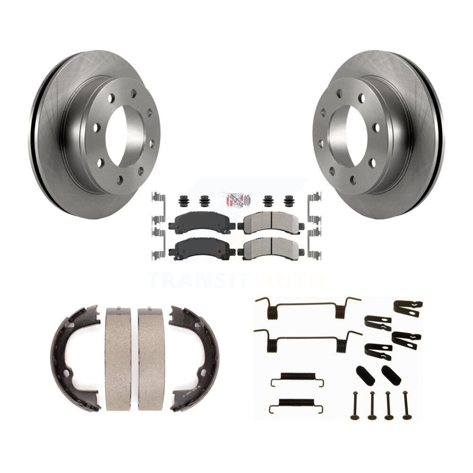 Rear Disc Rotors Semi-Metallic Pads Parking Shoes & Hardware Kit For Chevrolet GMC Savana K8A-108740