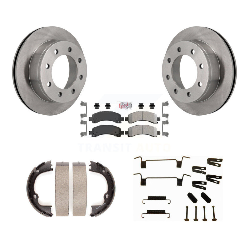 Rear Disc Rotors Semi-Metallic Pads Parking Shoes & Hardware Kit For Chevrolet GMC Savana K8A-108741