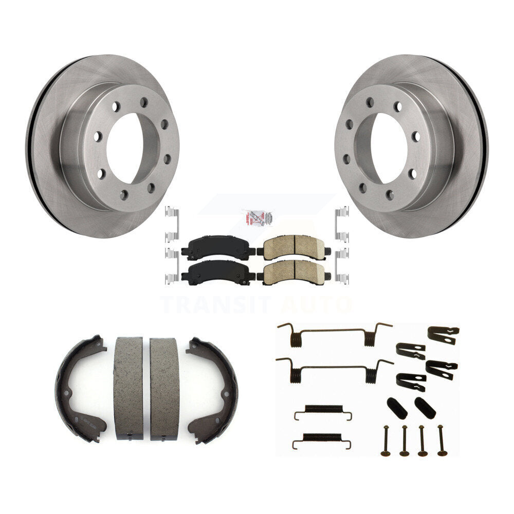 Rear Disc Rotors Ceramic Pads Parking Shoes Hardware Kit For GMC Savana 3500 Cutaway Van K8A-108744