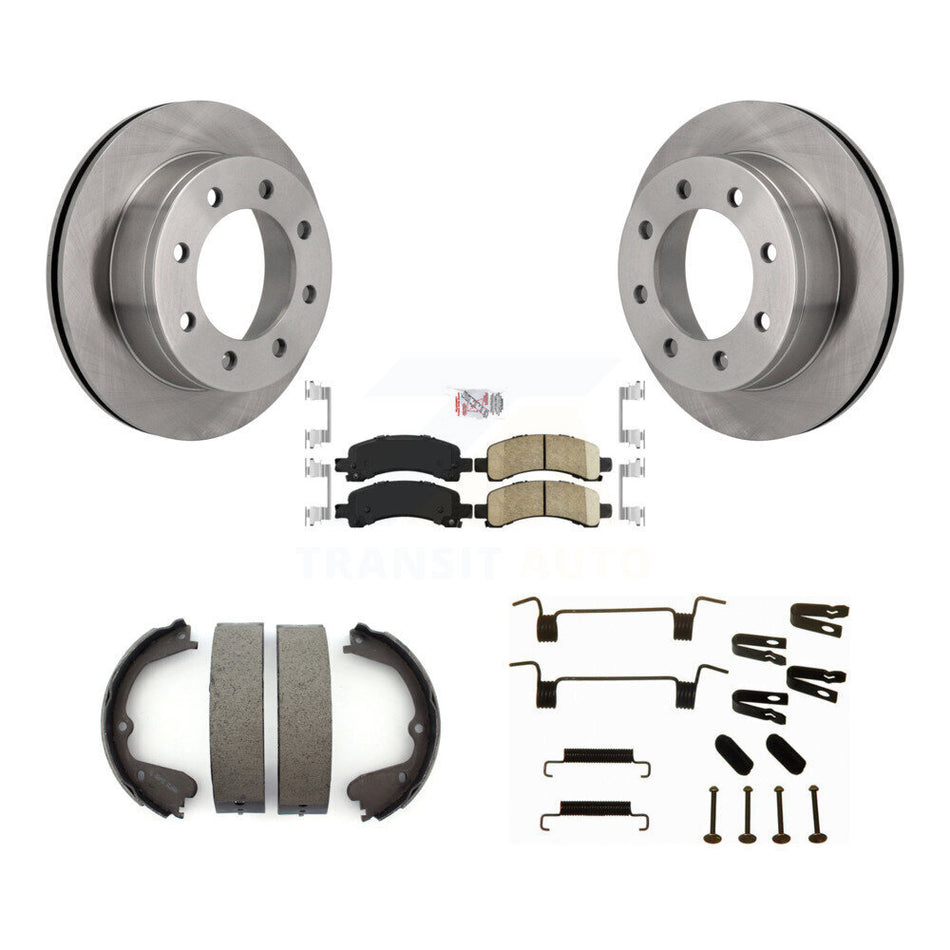 Rear Disc Rotors Ceramic Pads Parking Shoes Hardware Kit For GMC Savana 3500 Cutaway Van K8A-108744