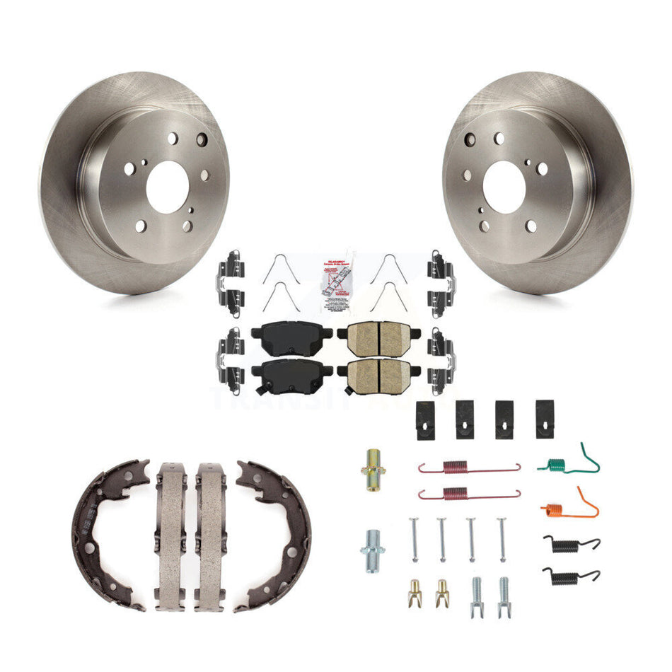 Rear Disc Rotors Ceramic Pads Parking Brake Shoes Hardware Kit For 2010 Toyota Matrix XRS K8A-108761