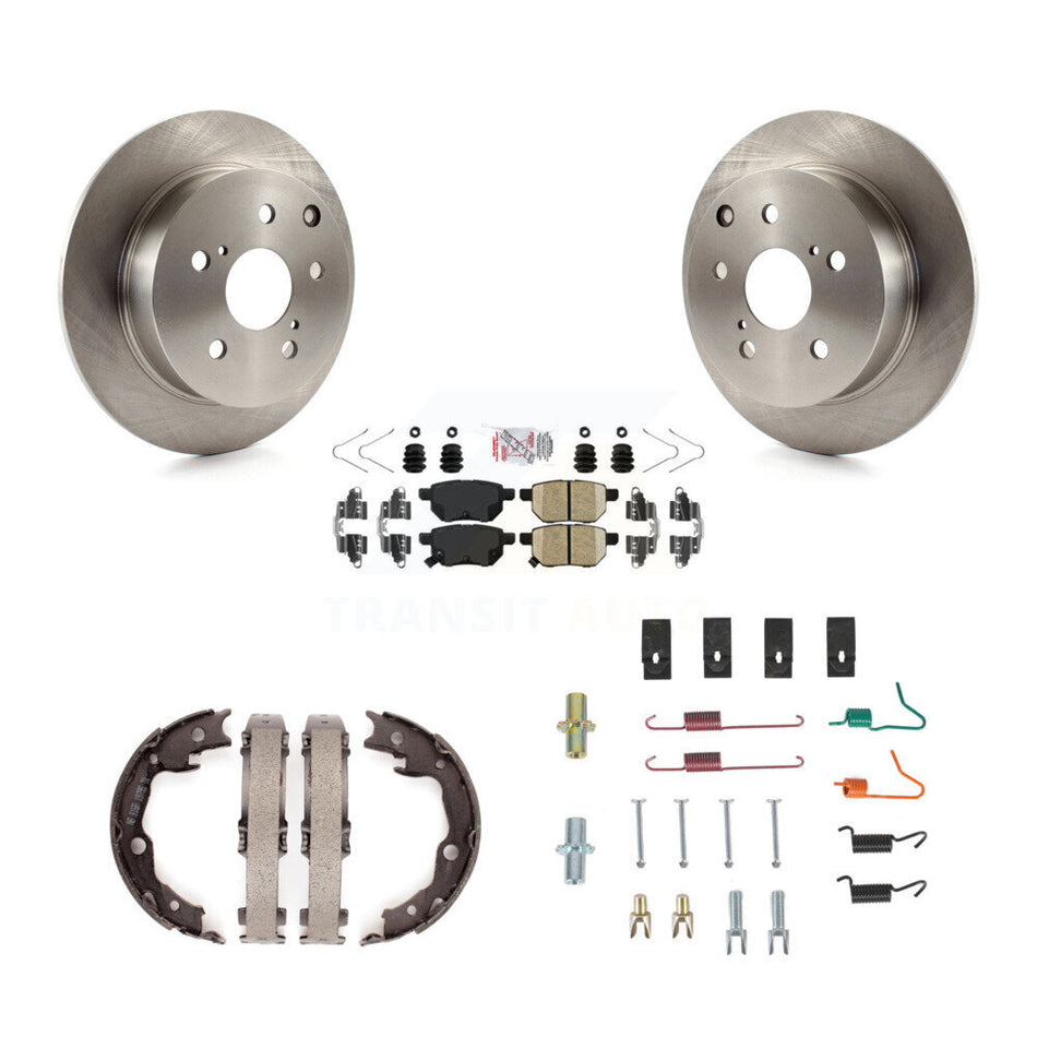 Rear Disc Rotors Ceramic Pads Parking Brake Shoes Hardware Kit For 2010 Toyota Matrix XRS K8A-108762