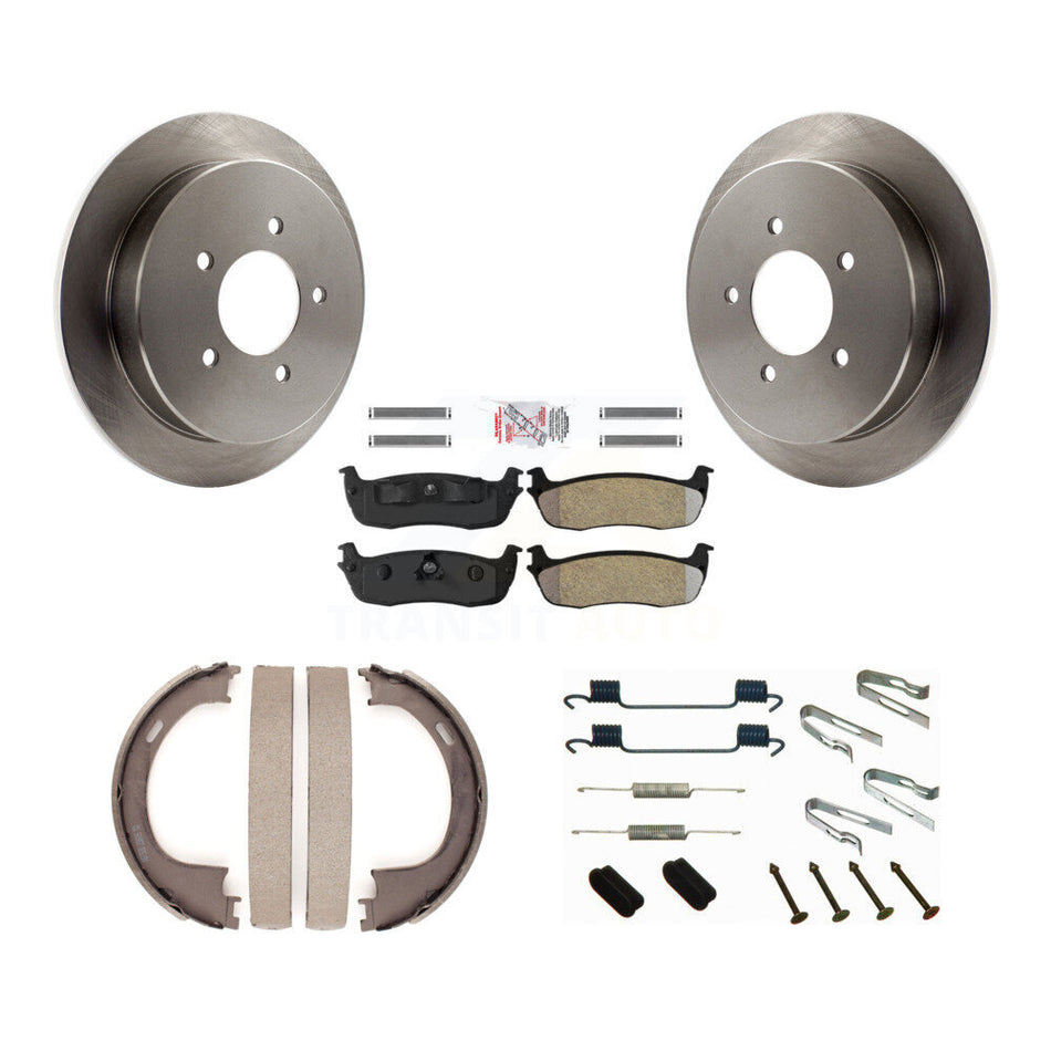 Rear Disc Rotors Semi-Metallic Pads Parking Shoes Hardware Kit For Ford F-150 Expedition K8A-108769