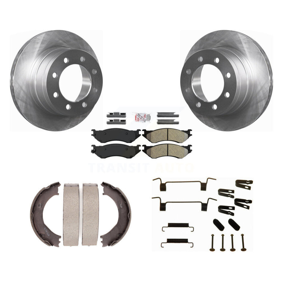 Rear Disc Rotors Semi-Metallic Pads Parking Shoes & Hardware Kit For Dodge Ram 2500 3500 K8A-108776