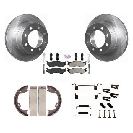 Rear Disc Rotors Semi-Metallic Pads Parking Shoes & Hardware Kit For Dodge Ram 1500 3500 K8A-108777