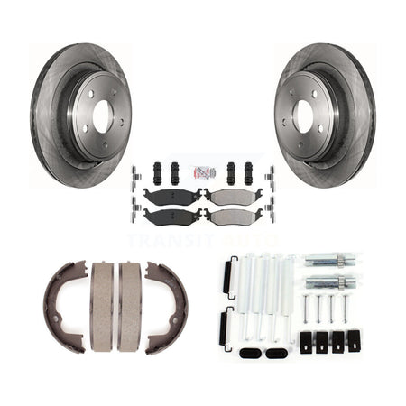 Rear Disc Rotors Semi-Metallic Pads Parking Shoes Hardware Kit For Ram 1500 Classic Dodge K8A-108780