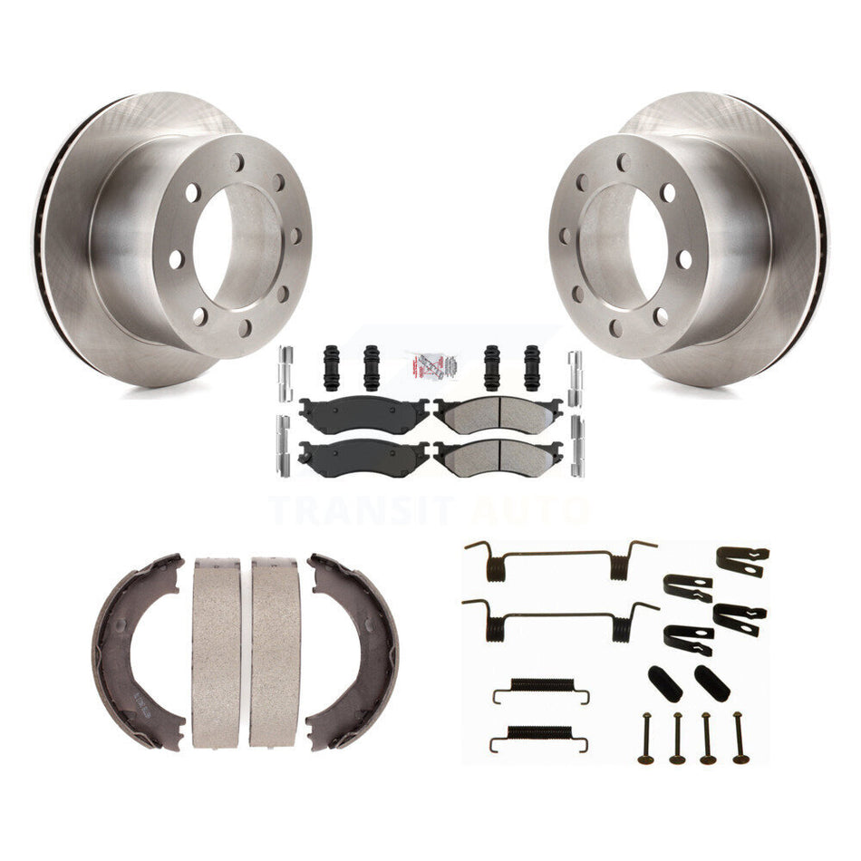 Rear Disc Rotors Semi-Metallic Pads Parking Shoes & Hardware Kit For Dodge Ram 2500 3500 K8A-108785