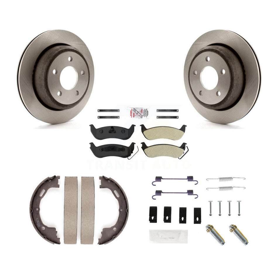 Rear Disc Rotors Semi-Metallic Pads Parking Shoes Hardware Kit For 2010-2011 Ford Ranger K8A-108791