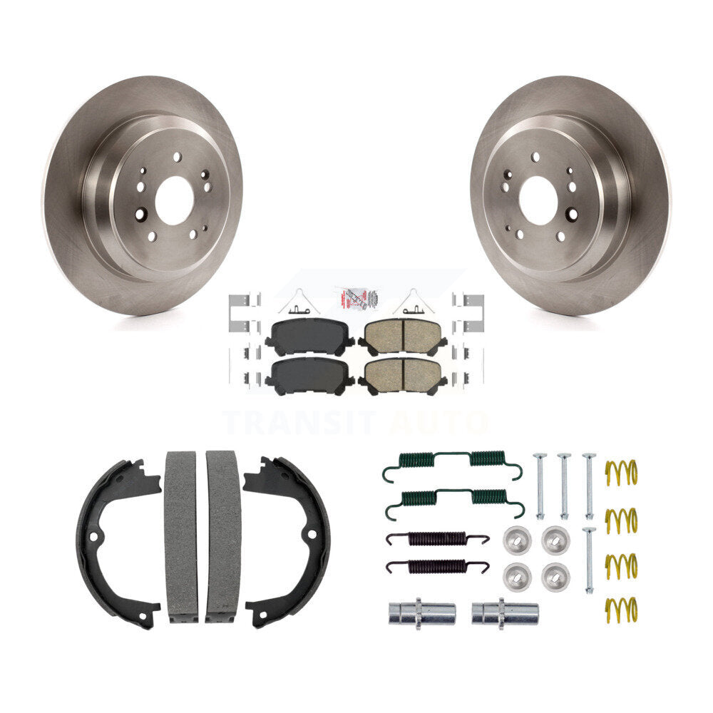 Rear Disc Rotors Ceramic Pads Parking Brake Shoes & Hardware Kit For 2014-2016 Acura MDX K8A-108793
