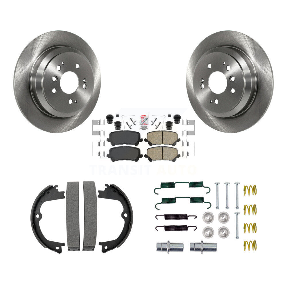 Rear Disc Rotors Ceramic Pads Parking Brake Shoes Hardware Kit For Honda Pilot Ridgeline K8A-108794
