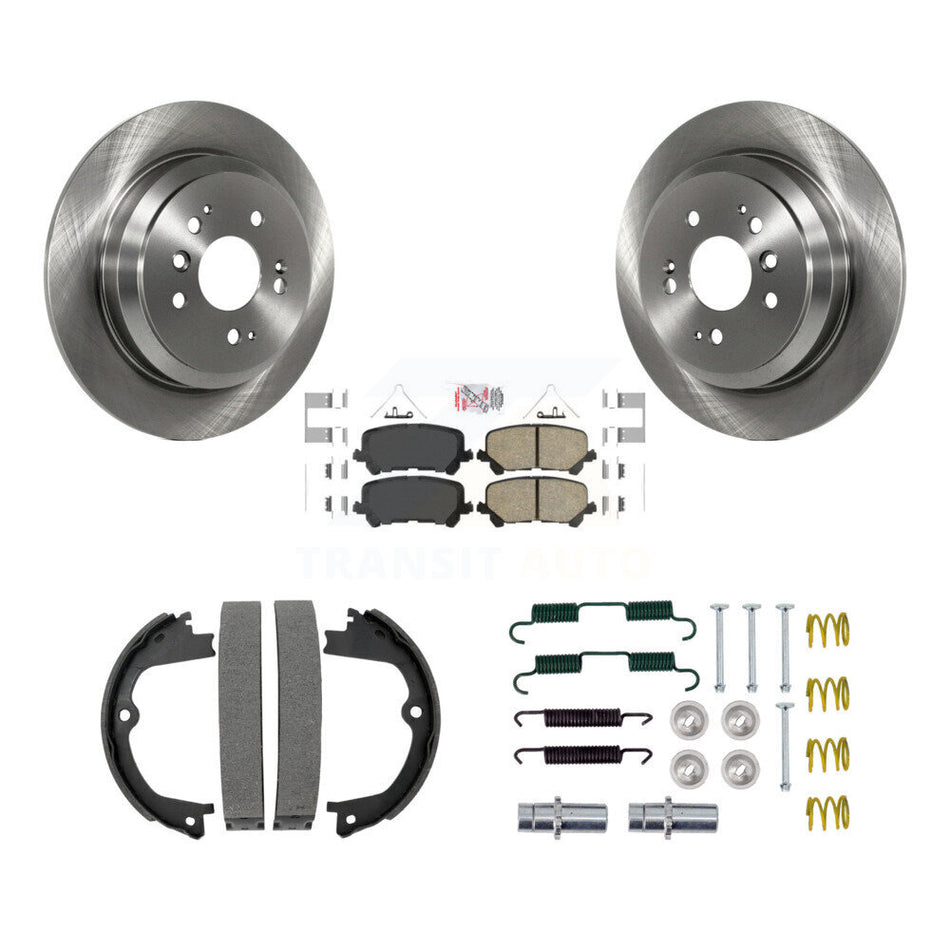 Rear Disc Rotors Ceramic Pads Parking Brake Shoes Hardware Kit For Honda Pilot Ridgeline K8A-108795
