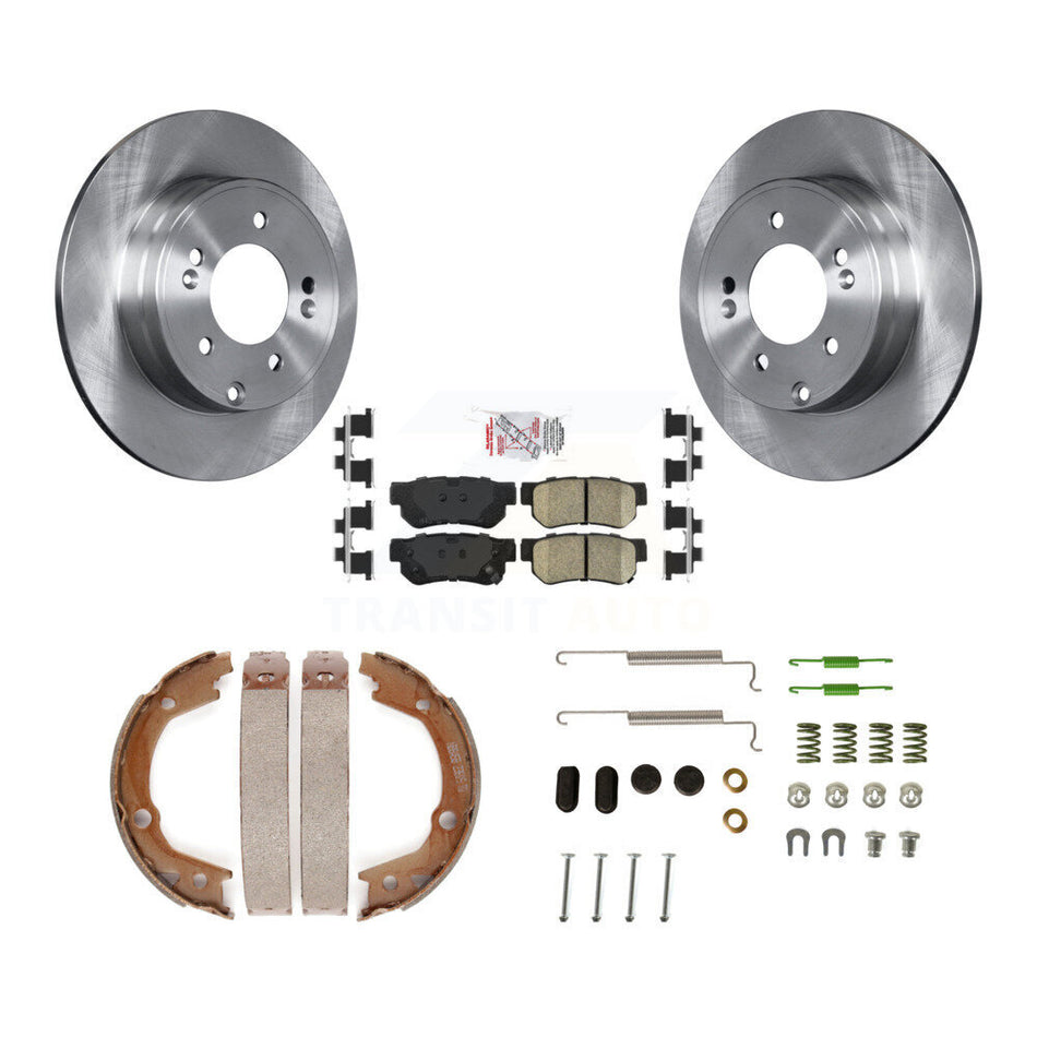 Rear Disc Rotors Ceramic Pads Parking Brake Shoes & Hardware Kit For Hyundai Sonata 3.3L K8A-108808