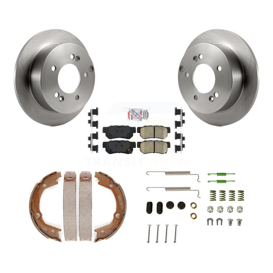 Rear Disc Rotors Ceramic Pads Parking Brake Shoes & Hardware Kit For Hyundai Sonata 2.4L K8A-108809