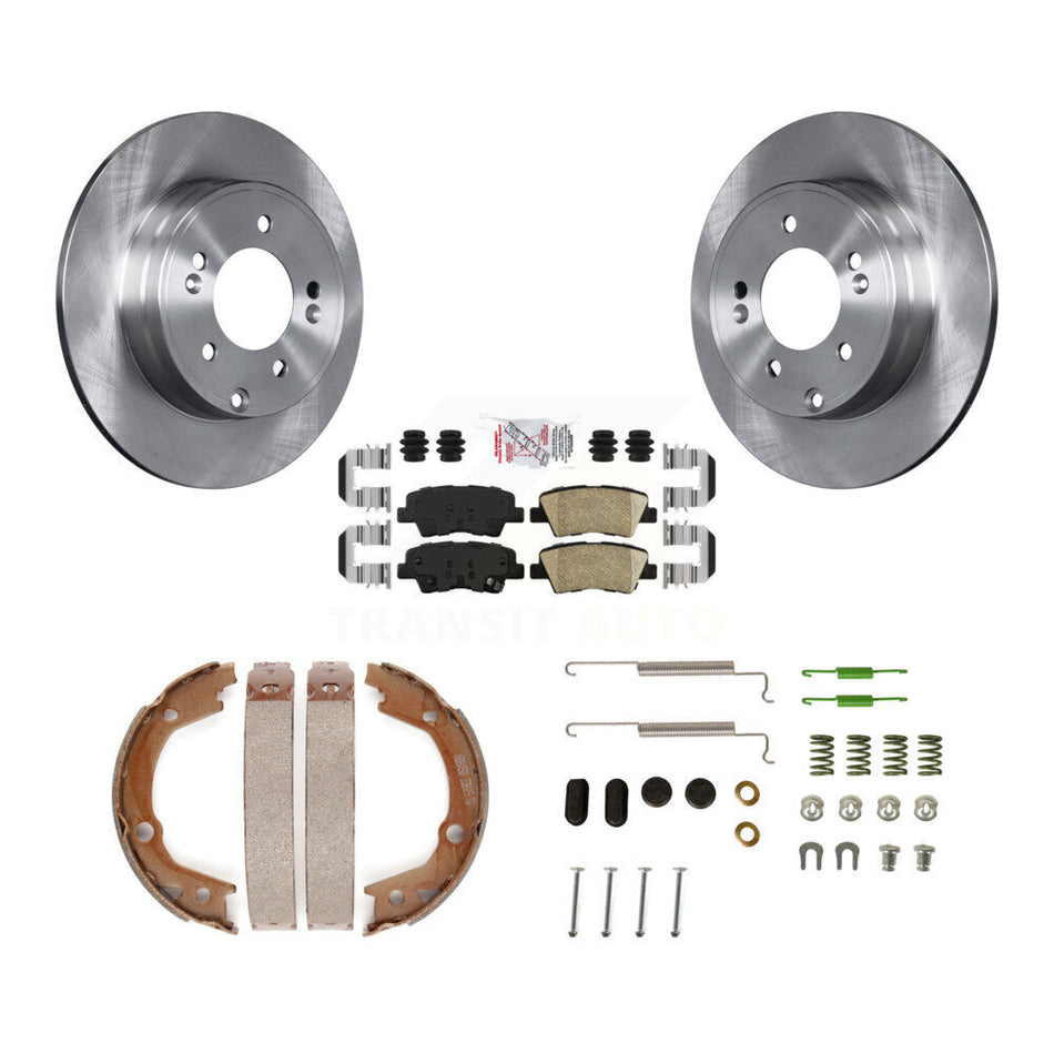 Rear Disc Rotors Ceramic Pads Parking Brake Shoes & Hardware Kit For Hyundai Sonata 3.3L K8A-108816