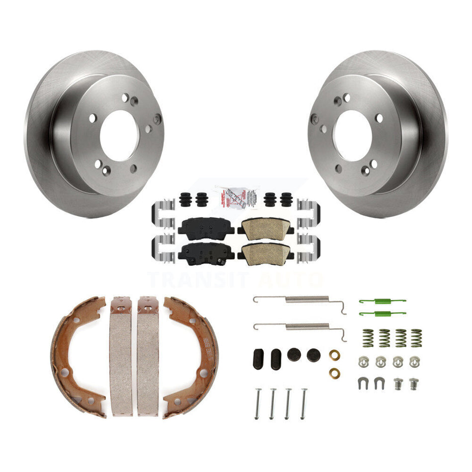 Rear Disc Rotors Ceramic Pads Parking Brake Shoes & Hardware Kit For Hyundai Sonata 2.4L K8A-108817