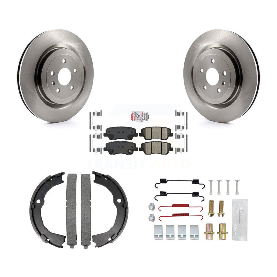 Rear Disc Rotors Ceramic Pads Parking Shoes Hardware Kit For Cadillac CTS Coupe with 6.2L K8A-108829