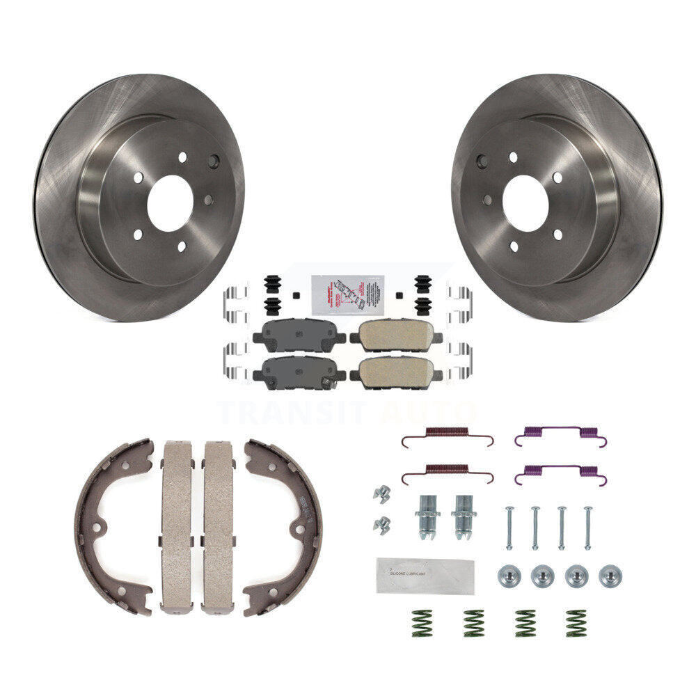 Rear Disc Rotors Ceramic Pads Parking Shoes Hardware Kit For Nissan Murano INFINITI QX60 K8A-108832