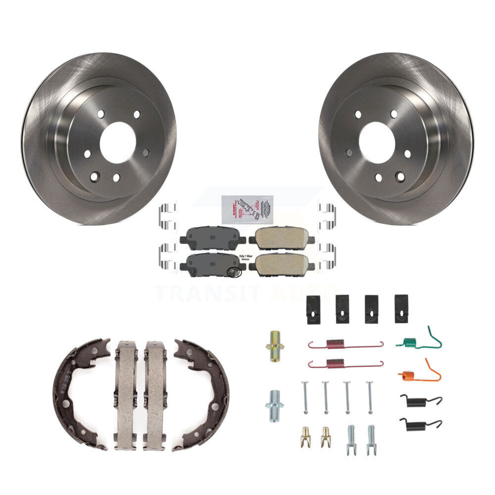 Rear Disc Rotors Ceramic Pads Parking Brake Shoes Hardware Kit For Nissan Rogue LEAF Juke K8A-108835